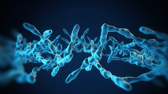 人与科学背景图片_蓝色背景与 3d 染色体科学表示