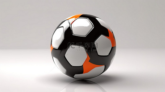 前面背景图片_黑色和橙色足球的 3D 插图，其阴影从前面以现代颜色观看