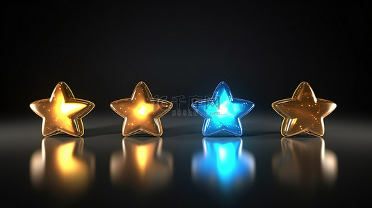 黄色星星背景背景图片_3d 中描绘五颗星的收视率符号