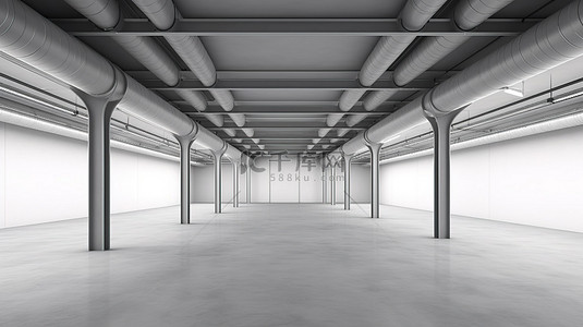 可视化物流背景图片_3d 可视化的仓库，内部是空的