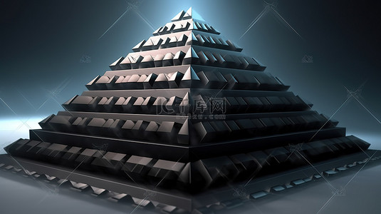 具有 3D 渲染金字塔概念的透视背景