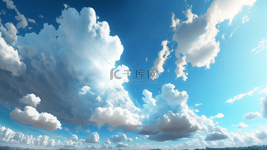 美丽的蓝天白云背景图片_天空云朵美丽的插画背景