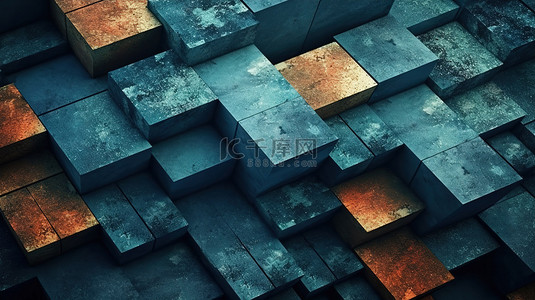 工业几何背景图片_工业石材纹理背景上的坚韧几何 3D 插图