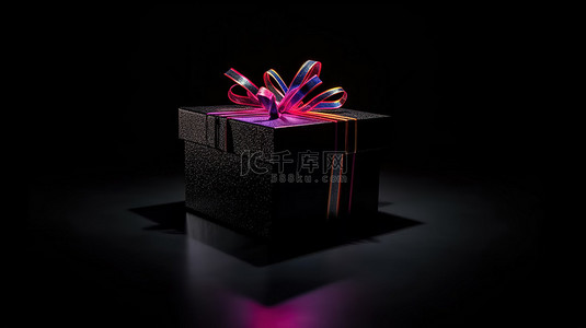 生日物品背景图片_深色背景中 3D 渲染的惊喜礼盒