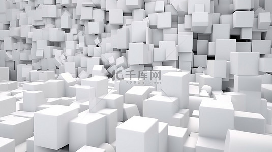 3d 中混乱的白色立方体背景