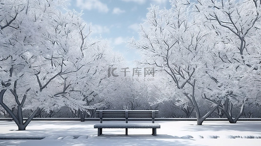 雪景背景卡通背景图片_3d 插图冬季仙境