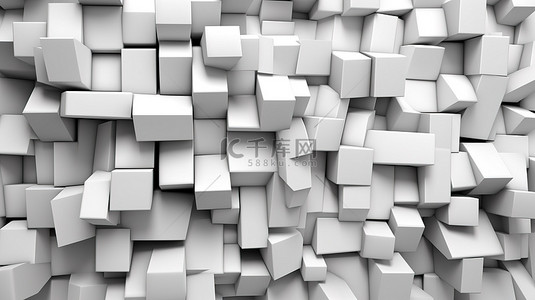 灰色和白色抽象马赛克背景图的 3d 渲染