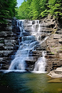 北部背景图片_纽约北部地区的岩石瀑布jpg