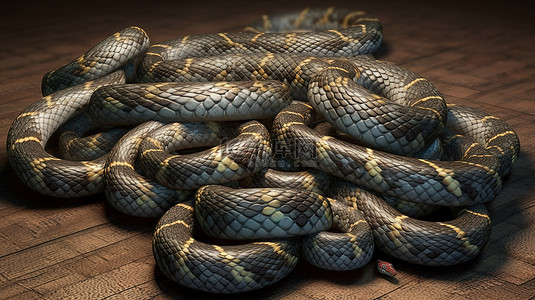 13 条雄伟的齿蛇的令人惊叹的 3D 渲染