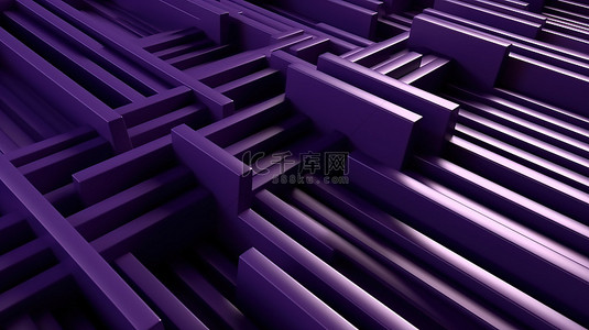 抽象背景下商务优雅和豪华紫色线条图案的动态几何风格3D 插图