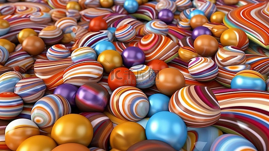 果冻黄色背景图片_充满活力的糖果马赛克彩色 3D 插图巧克力糖果完美的背景