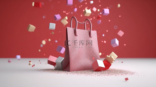 准备好终极黑色星期五销售与节日购物袋圣诞氛围和新年促销 3D 渲染