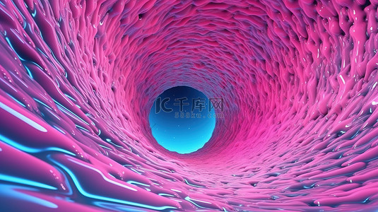 在 3D 图形中探索紫红色虫洞的深处