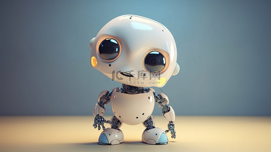 可爱的机器人背景图片_可爱的人工智能机器人，有 3D 渲染的大脑