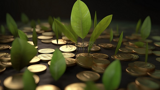 资金预算背景图片_植物生长资金的投资概念 3D 渲染