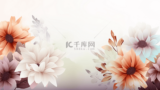 桃花粉色花朵背景图片_花卉花朵白色简约背景