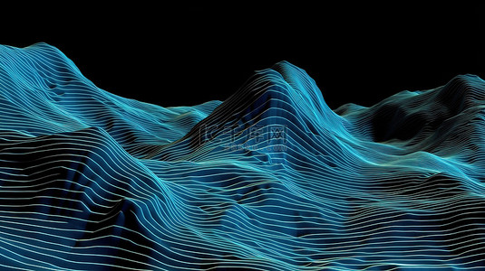 蓝色波浪轮廓的动态 3D 插图