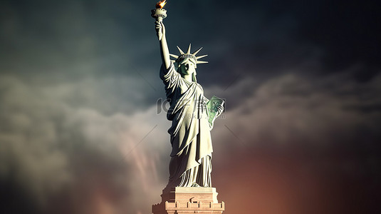 美国纪念碑背景图片_自由女神像栩栩如生，令人惊叹的 3D 渲染