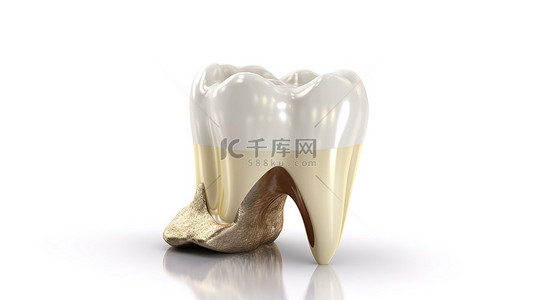 健康背景图片_在白色背景上呈现的 3d 渲染中的单个磨牙