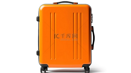 白色背景下孤立橙色手提箱的 3D 插图