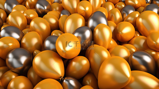 时尚传统文化背景图片_抽象金色气球时尚优雅的设计理念的 3D 渲染插图