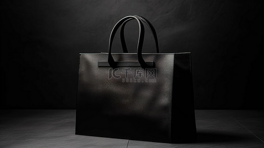 黑色背景购物袋的 3D 渲染与复制空间令人惊叹的黑色星期五销售横幅概念设计