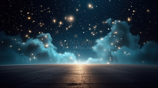 银河电影背景与云星和灯光效果优雅奢华的 3D 渲染