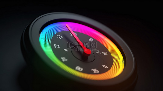 元素科技图标背景图片_显示测量速度的彩色速度计图标 3d 图示