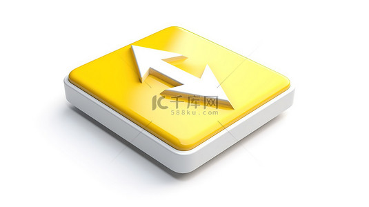 背景闪电背景图片_3d 渲染中的黄色闪电图标在白色背景上隔离的白色方形按钮键