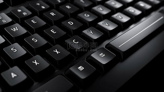 技术和商业概念背景 3d 渲染黑色键盘与键形成