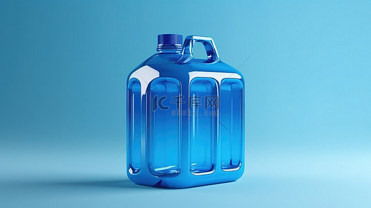 蓝色工业背景图片_蓝色背景上空塑料加仑包的 3d 渲染