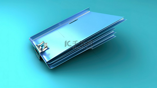 带有文件夹和文件的蓝色背景的 3d 渲染