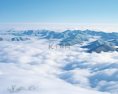雪云背景图片_从云顶俯瞰群山