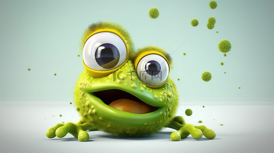 来自法国的一只青蛙的俏皮 3d 插图