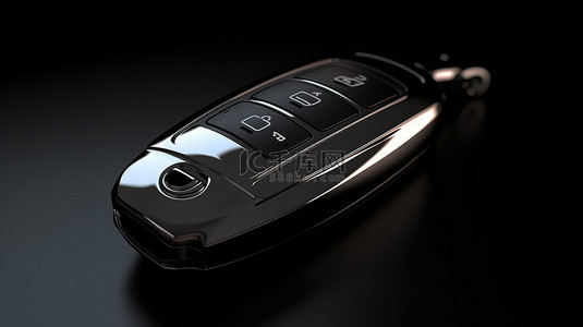 汽车钥匙或遥控器的黑色背景 3d 渲染
