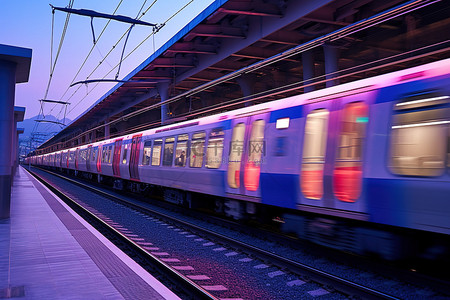 地铁轨道背景图片_火车正在轨道上行驶