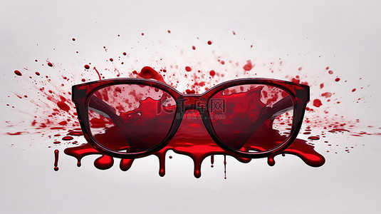 黑五背景图片_带有红色油漆污点的插图 3D 眼镜