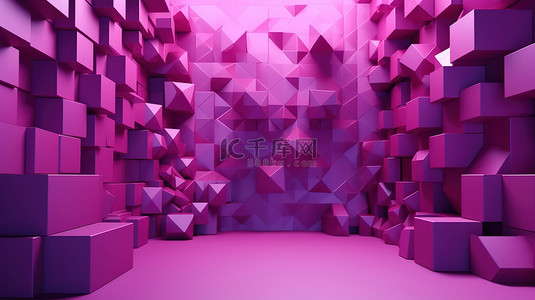 紫色几何抽象背景的时尚渐变 3d 渲染