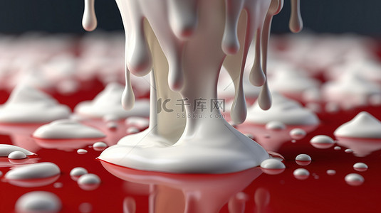 3D 广告产品插图中乳滴的组装