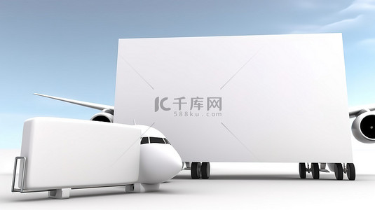 双流区旅游地图背景图片_3d 中的空广告牌行李和飞机