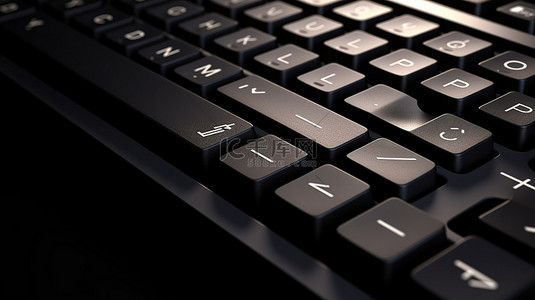 背景为电子商务业务和技术主题的黑色键盘的 3D 渲染