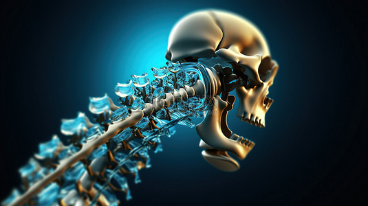 手术技术背景图片_增强医疗技术 3D 渲染带有假肢脊髓的机器人