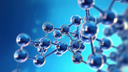 蓝色背景医疗背景图片_蓝色背景下分子形成的 3D 渲染