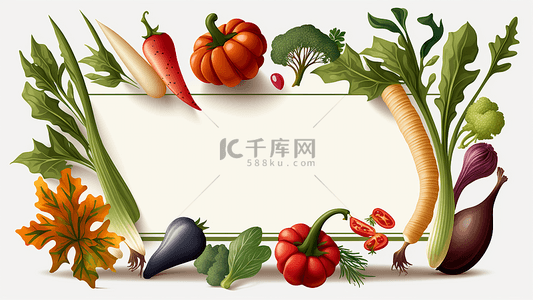 蔬菜白色营养可口美味边框背景