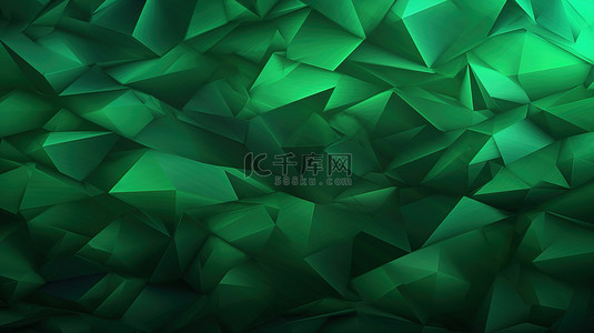 绿色渐变几何背景图片_具有绿色渐变的三角形多边形的 3d 渲染