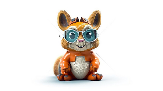 松鼠卡通松鼠背景图片_俏皮的 3D 卡通松鼠，戴着防护面具