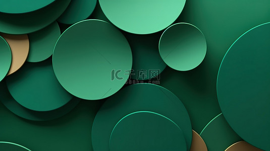 绿色元素海报背景图片_绿色几何圆圈时尚的 3D 插图，非常适合商业和企业设计