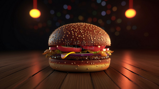 快餐菜单背景图片_背景下 3D 渲染中的汉堡
