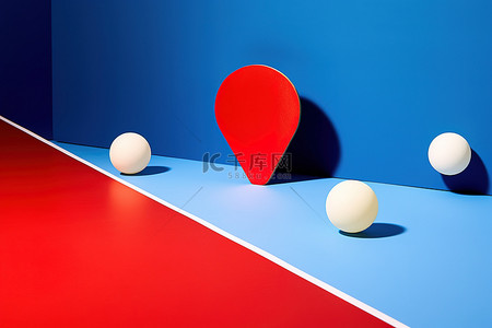 一个红色的乒乓球一个红色的乒乓球拍和一张蓝色桌子旁边的公平竞争信函