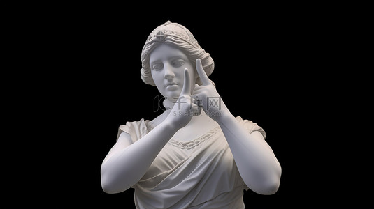 传统的女性雕像用手和舌头描绘和平的姿态创新的 3D 艺术时尚设计